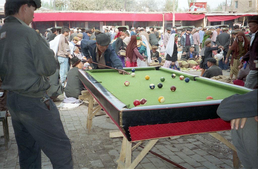 58 Kashgar Sunday Market 1993 Playing Pool In Fruit And Vegetable Market
